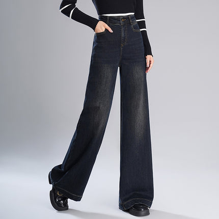 Authentic Wide-Leg Jeans for Women 2025 Spring New High-Waisted Slimming Drape Versatile Straight-Leg Floor-Length Pants
