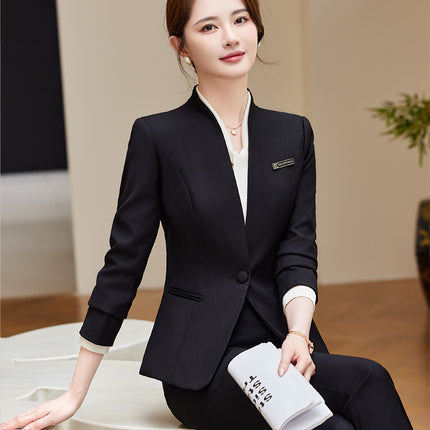 Grey Professional Suit suit Women's Autumn Hotel Front Desk Reception Tooling Beauty Salon Sales Department Overalls Dress