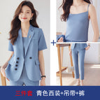 Three-piece blue suit suspenders / S
