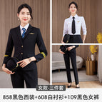 (female) black jacket pants shirt / S