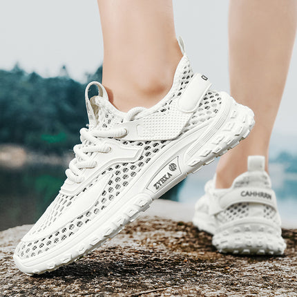 2025 Summer Lightweight Slip-On Large-Eye Cut Out Mesh Flats One-Leg Outdoor Douyin Casual Sandals and Sneakers for Men
