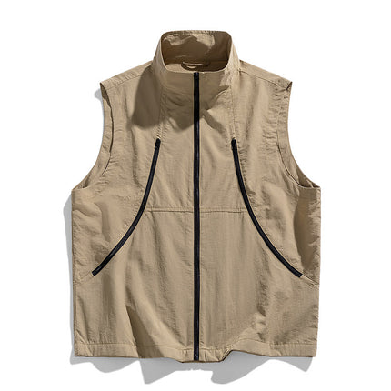 2025 Summer Thin Outdoor Camping Hiking Casual Versatile Sleeveless Vest Fishing Vest Quick-Drying for Hiking
