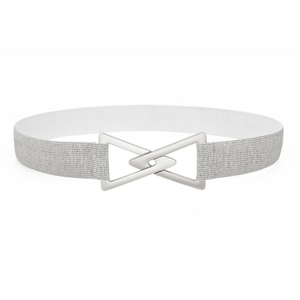New Women's Elastic Waistband Gold and Silver Decorative Dress Elastic Thin Waistband Simple and Versatile Triangle Buckle