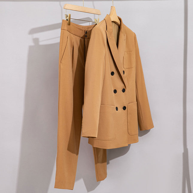Special clearance treatment new women's suit suit high sense double-breasted cropped leggings casual suit