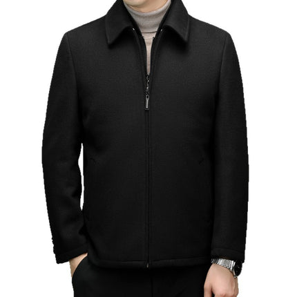 Men's Lapel Woolen Tops Autumn and Winter Business Casual Removable Liner Multi-Color Fashion Warm Top