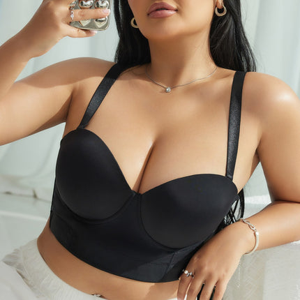 Cross-border European and American seamless smooth steel ring underwear gathered upper support wide lower circumference half cup bra