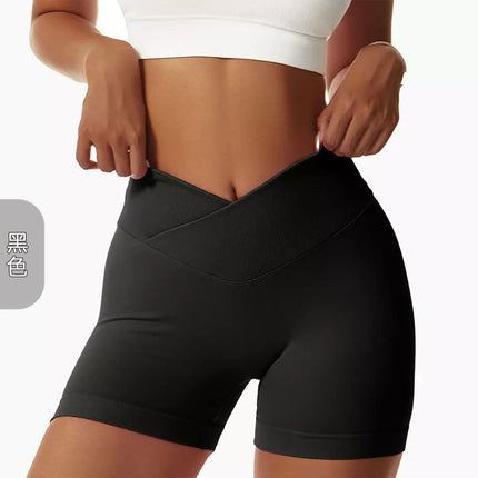 European and American Outdoor Yoga Shorts Elastic High Waist Running Fitness Tight Peach Hip Seamless Sports Shorts for Women