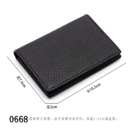 Cross-Border Hidden Buckle Mirror Window Genuine Leather Business Card Holder for Men and Women Large Capacity Business Card Holder First Layer Cowhide Card Holder