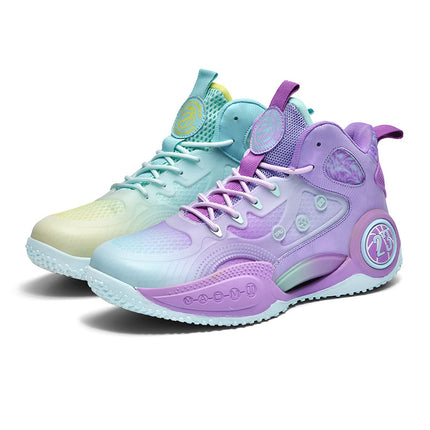 High-top sneakers men's spring 2023 new mesh breathable shock-absorbing basketball shoes thick-soled dad shoes casual fashion shoes