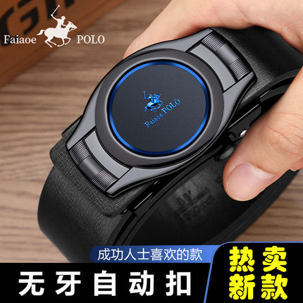 Paul Men's Belt Genuine Leather Trendy Simple Young People Automatic Buckle All-match Belt Business Casual Pure Cowhide Belt