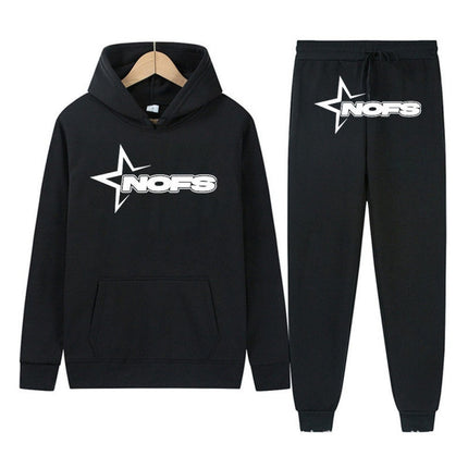 Y2K New Long Sleeve Noes Hoodie Suit Sweatshirt Two-Piece Punk Band Rock Clothing Streetwear