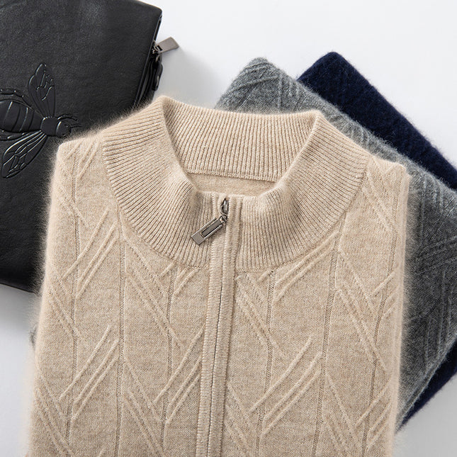 Cashmere Sweater 2025 Autumn/Winter New Men's Half-Turtleneck Short Cable Knit Base Sweater