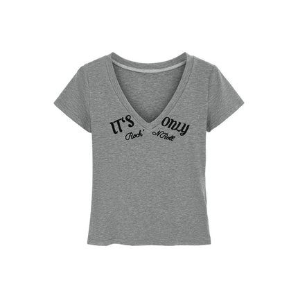 Affordable Women's Age-Reducing Letter Printed Short-Sleeved T-Shirt for Women 2025 New Style Fashionable Right Shoulder Single Top