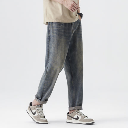 Danbaoni | New Product 2026 Spring and Summer Loose Tapered Harem High Street Retro Trendy Jeans for Men Retro Blue