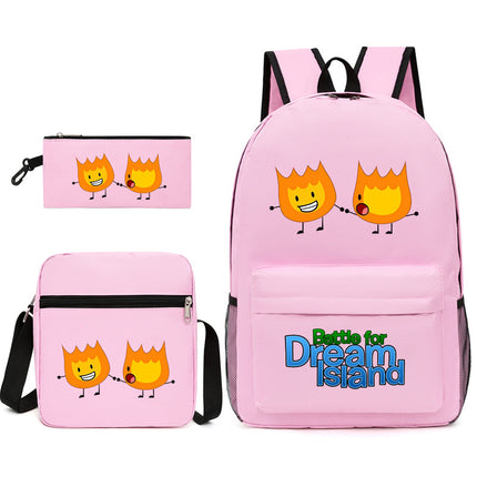 Battle for Dream Island Backpack Dream Island Schoolbag Three-Piece Canvas Backpack