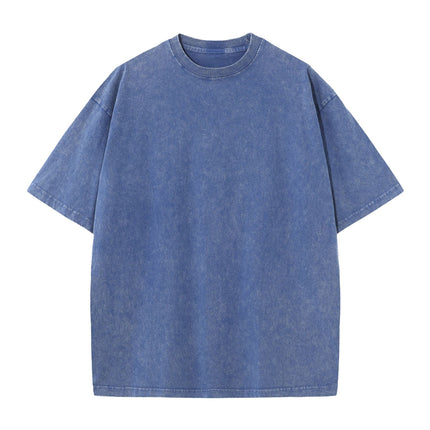 Digital direct spray washing cotton short sleeve custom retro distressed men's and women's class clothes work clothes custom