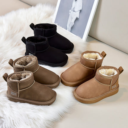 2025 Winter Children's Snow Boots Low Barrel Slip-on Cotton Shoes Thickened Large Cotton Warm Shoes for Boys and Girls Large Children's Shoes