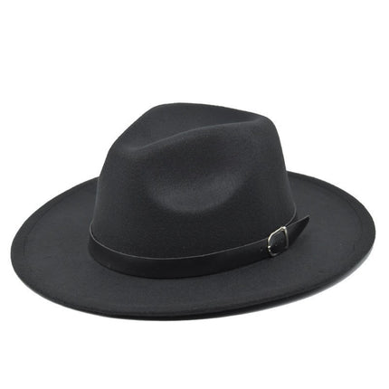 American Retro Western Knight Hat Men's Top Hat Spring and Autumn Jazz Hat Women's British Casual High-End Large-Brimmed Woolen Hat Women's