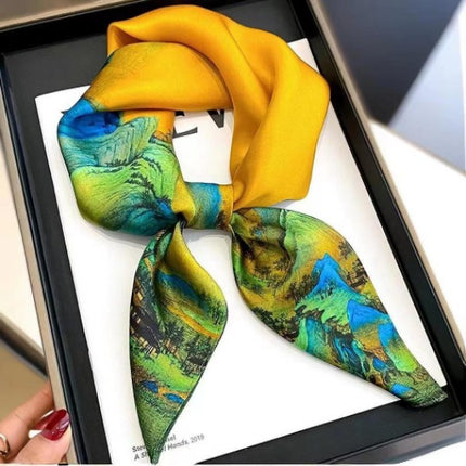 70 Silk Scarf Square Scarf High-end Korean Style Fashion All-match Professional Silk Small Scarf Retro Printed Silk Scarf for Women