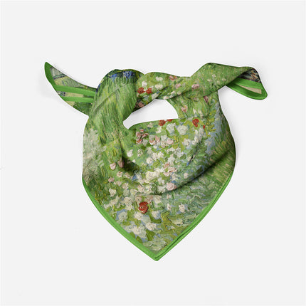 French 53cm new Van Gogh oil painting dobinis garden flower twill decorative small square scarf small scarf scarf