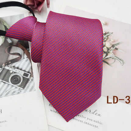 Factory In-Stock Zipper Tie Men's Formal Business 8cm Lazy Tie Red Black Striped Workplace Striped Tie