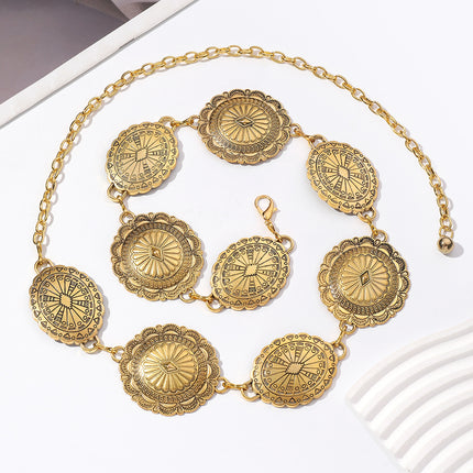 European and American high-end fashion metal waist chain retro Bohemian style Joker waist chain exaggerated single circle waist chain wholesale