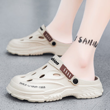 Summer Closed-Toe Sandals with Soft Soles, Non-Slip, Suitable for Outdoor Wear in Summer, Thick-Soled, Comfortable Clogs, Dual-Use Garden Shoes