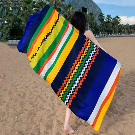 Ethnic Style Printed Silk Scarf Women's Seaside Travel Sun Protection Gauze Air Conditioning Warm Scarf Versatile Long Shawl