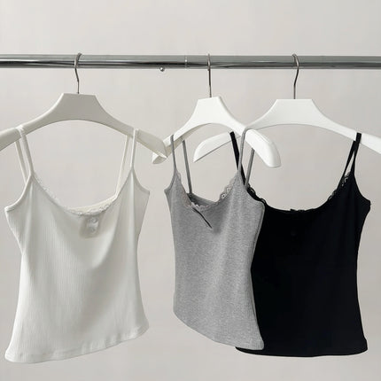 Dorothy Summer Korean Hot Girl Henry Collar Hot Girl Lace Suspender Pure Desire Slim Short Vest