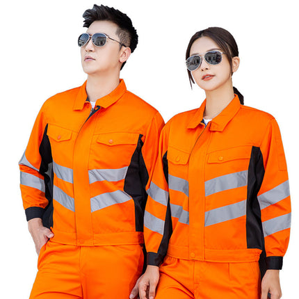 Long-sleeved overalls Reflective clothing Road maintenance and rescue engineering Labor protection clothing suit male sanitation road administration work clothing customization