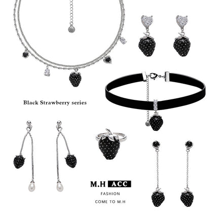 New Arrival Dripping Oil Strawberry Earrings Pendant Fashion Pastoral Style 925 Silver Pin Earrings Advanced Light Luxury Girlfriend Earrings