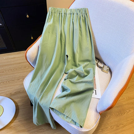 Japanese and Korean in stock linen draping casual wide-leg pants women's autumn straight pants elegant semi-elastic loose mop pants