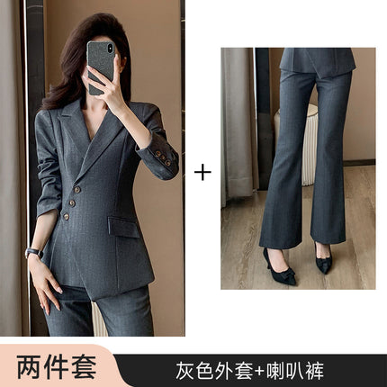 High-end Sense Striped Suit suit Women's 2024 Autumn Fashion Elegant High-end Business Wear Goddess Fan Dress Suit