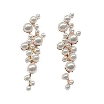 Europe and the United States cross-border trade imitation pearl earrings alloy geometric diamond pearl personality Joker accessories wholesale earrings