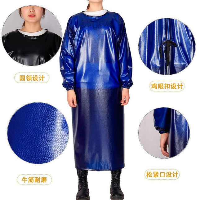 Thickened Beef Tendon Long-Sleeved Overalls Waterproof, Oil-Proof, Wear-Resistant, Acid and Alkali Resistant Slaughterhouse Stone Apron Reverse Dressing
