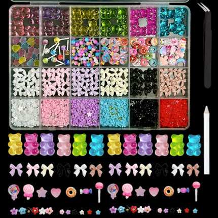 24 grid cartoon nail accessories mix cute cookies donuts candy nail accessories diy handmade material box