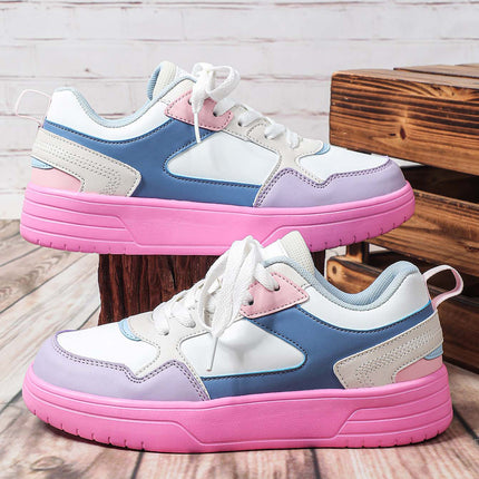 European Women's Shoes 2025 New Thick-Soled Height-Increasing Retro Sneakers Couple Style Color-Blocking Fashion Versatile Outdoor Trendy Shoes