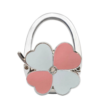 Spot Four-Leaf Clover Hanging Foldableing Portable Bag Hook Clover Pure Color Table Bag Hanging Device Handbag Bag Hook