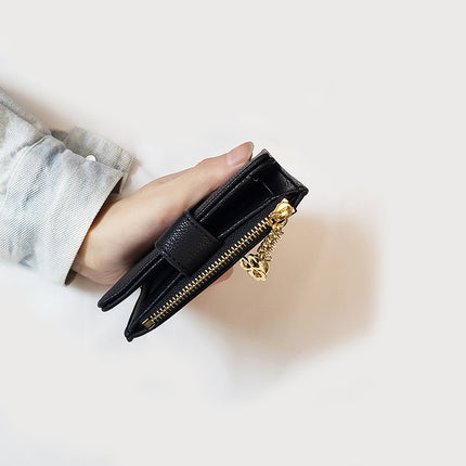 ins New Solid Color Single Zipper Large Capacity Women's Clutch Bag Short Coin Purse Fashionable Cute OL Card Bag