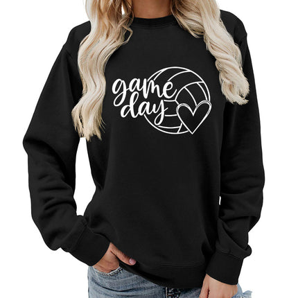 Cross-border supply of foreign trade in Europe and the United States game day printed round neck women's jacket sweater coat European size plus size