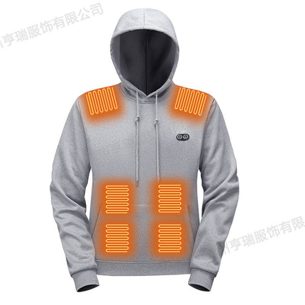 Cross-Border New Smart Heating Hooded Sweatshirt Winter Dual-Control Multi-Zone Electric Heating Outdoor Leisure Knitted Hoodie