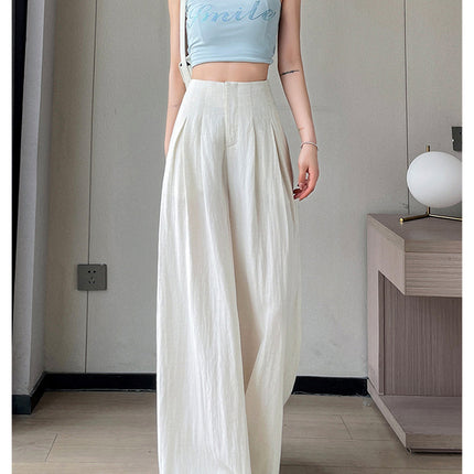 2025 Summer New Tencel Linen Wide-Leg Pants High-Waisted Cotton Linen Yamamoto Pants Thin Casual Pants for Women