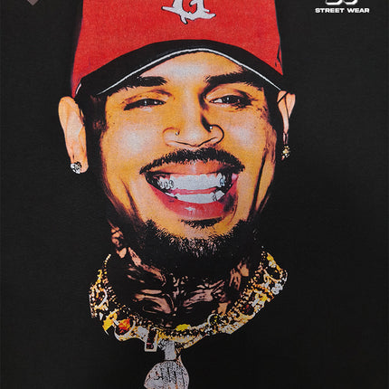 Cross-Border American Retro Chris Brown Chris Brown Printed Short-Sleeve T-Shirt Heavy Trendy Brand Versatile High Street