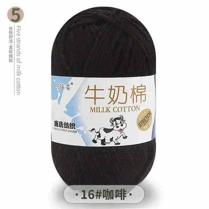 Five-Strand Milk Cotton Yarn Wholesale Medium-Thick Yarn Crochet Doll Shoes Scarf DIY Knitting Material Kit Crochet
