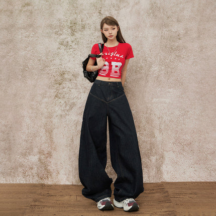 American Scimitar Jeans for Women 2025 Summer New Straight-Leg Loose High-Waist Slimming Wide-Leg Floor-Length Pants
