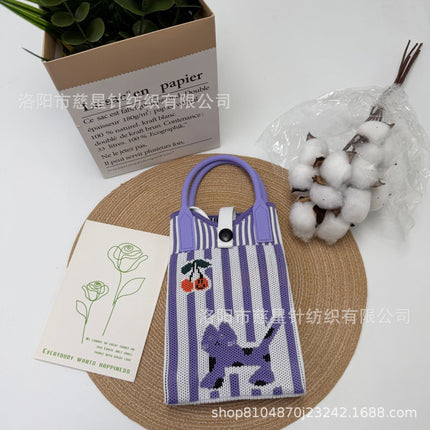 Girl's Heart-Shaped Knitted Crossbody Bag