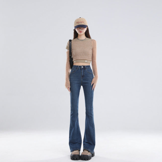 2025 Fall/Winter Main Collection: Micro-Flared Jeans for Women, Stylish High-Waisted Slimming Bootcut Pants for Petite Figures