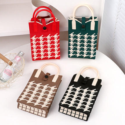 Knitted Bag New Casual Women's Fashionable Korean Style Fashionable Portable Niche Single Shoulder Crossbody Mobile Phone Bag Adjustable Shoulder Strap