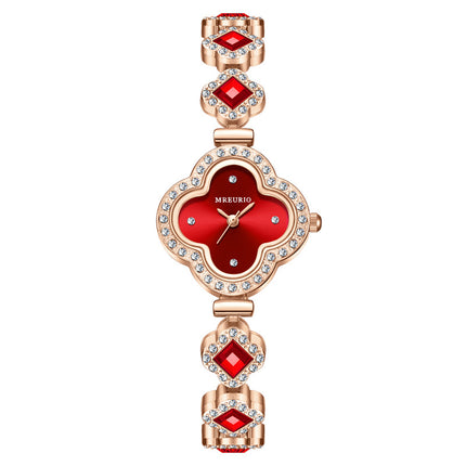 Live Hot Hot Hot Fashion Four-leaf Clover Bracelet Quartz Watch Emerald Women's Watch Women's Watch Factory Wholesale