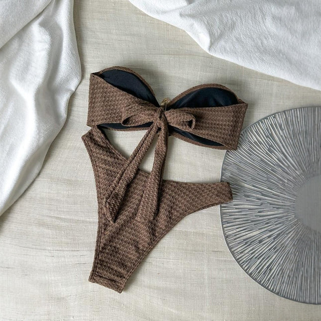 2025 New Bikini European and American Cross-border Strapless Split Dress Sexy Three-piece Bikini Swimwear Swimwear Women